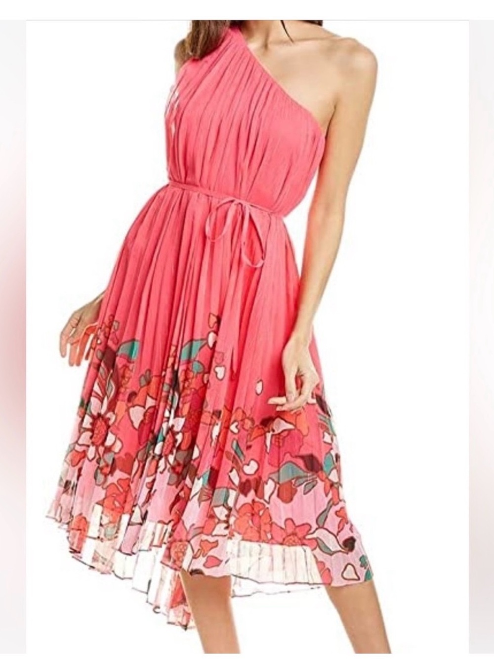Ted Baker Pink Pleated One Shoulder Dress - Picture 3 of 4